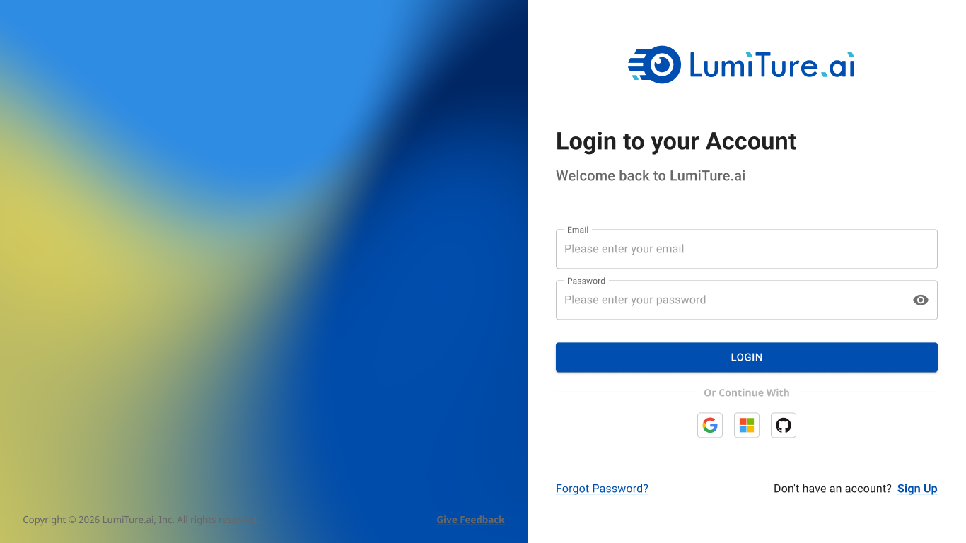 The login screen with SSO options